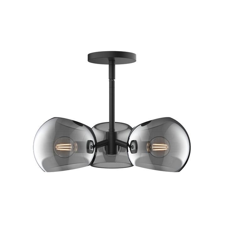 Alora Canada - PD548315MBSM - Three Light Pendant - Willow - Matte Black/Smoked Solid Glass