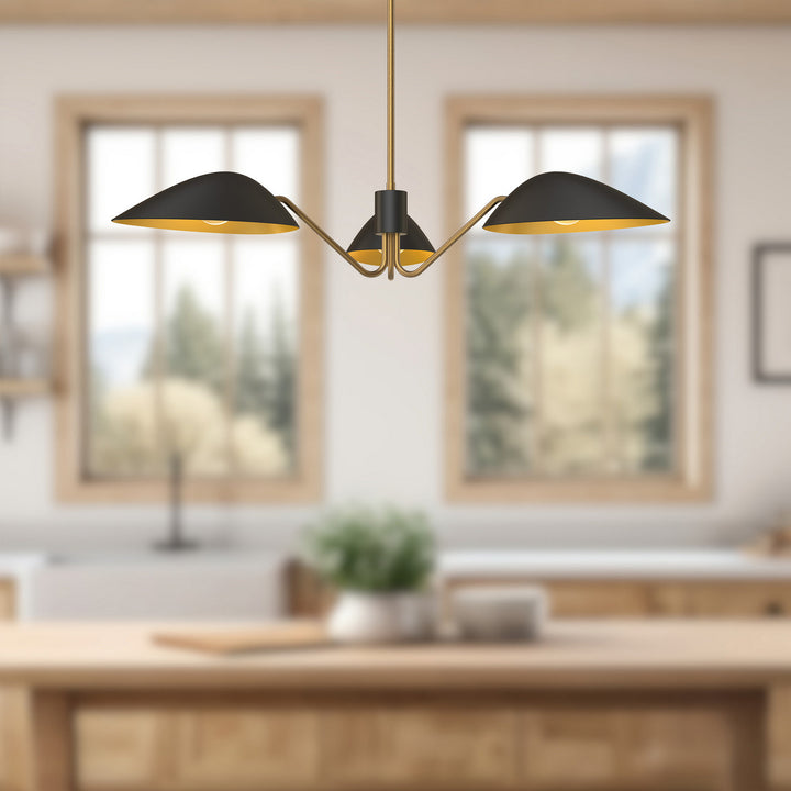 Alora Canada - PD550336MBAG - Three Light Pendant - Oscar - Aged Gold/Matte Black