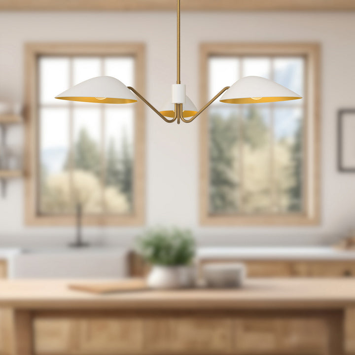 Alora Canada - PD550336WHAG - Three Light Pendant - Oscar - Aged Gold/White