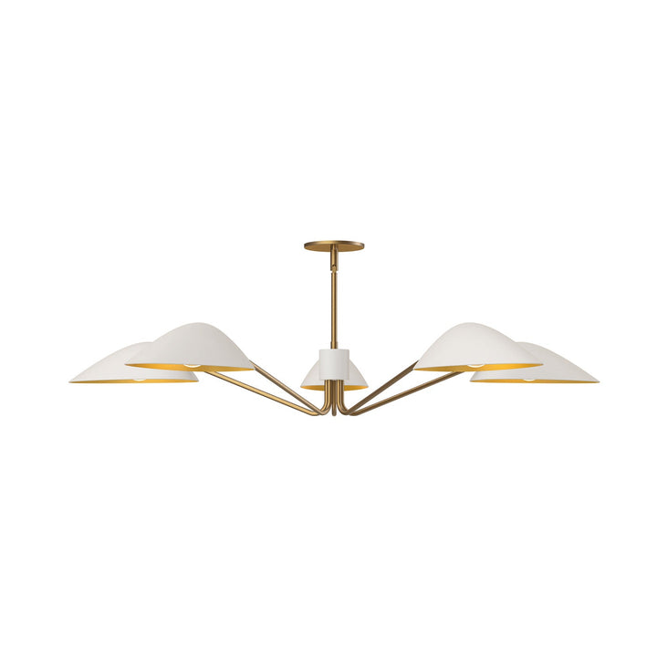 Alora Canada - PD550545WHAG - Five Light Pendant - Oscar - Aged Gold/White