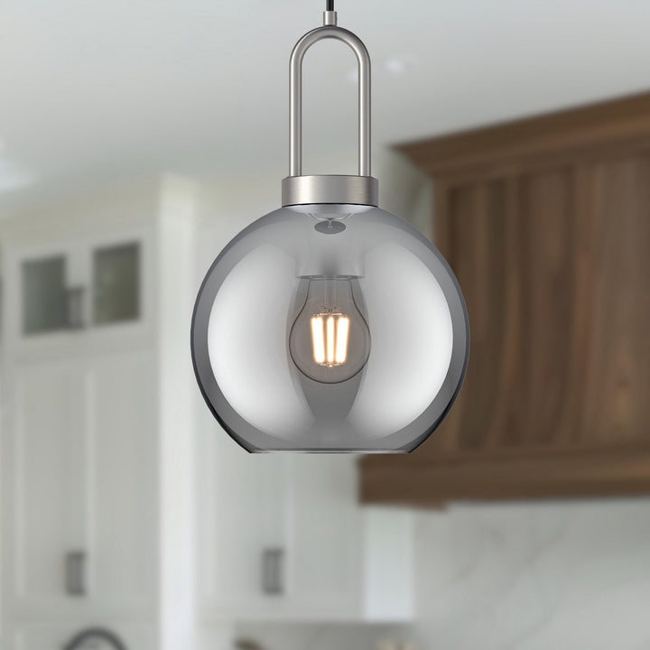 Alora Canada - PD601608BNSM - One Light Pendant - Soji - Brushed Nickel/Smoked Solid Glass