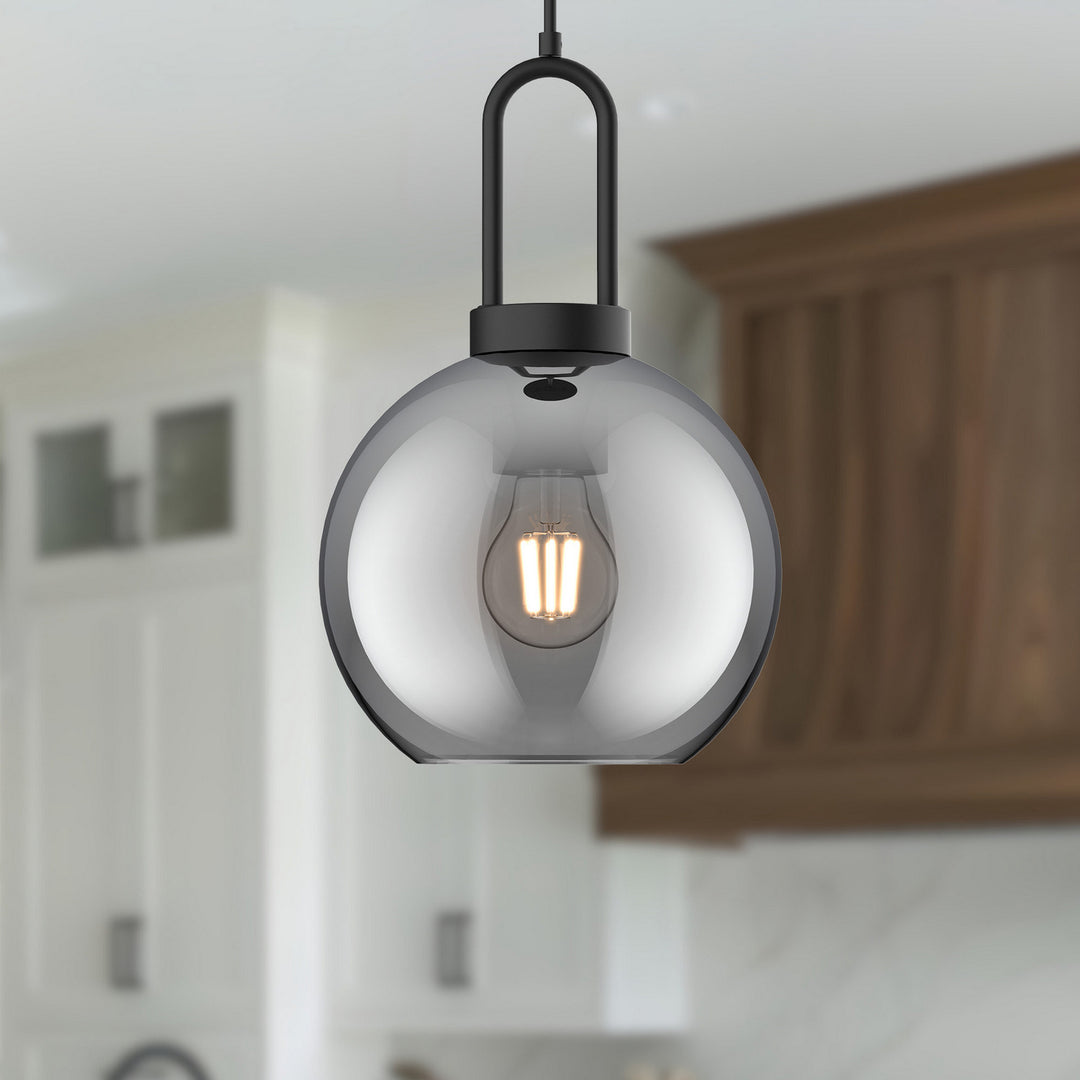 Alora Canada - PD601608MBSM - One Light Pendant - Soji - Matte Black/Smoked Solid Glass