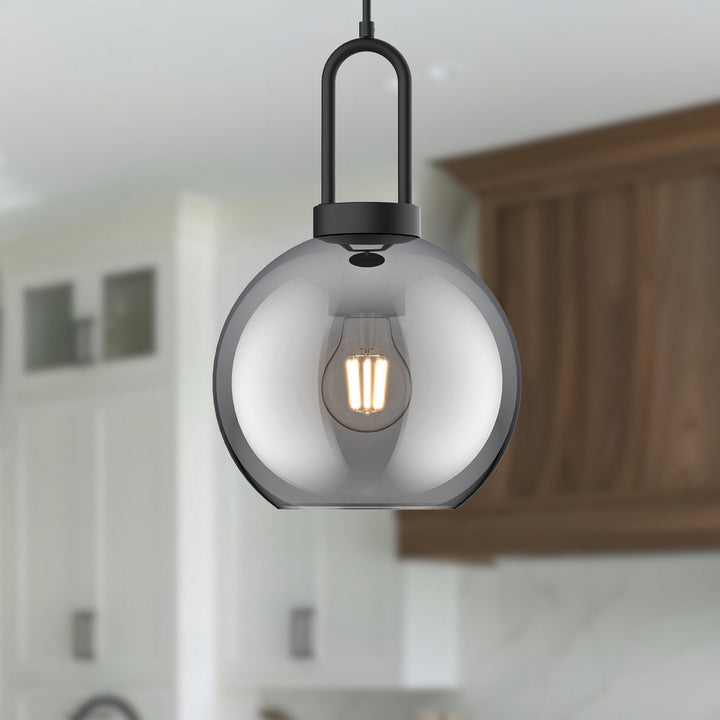 Alora Canada - PD601608MBSM - One Light Pendant - Soji - Matte Black/Smoked Solid Glass