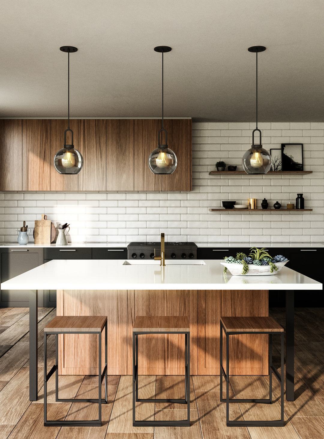 Alora Canada - PD601608MBSM - One Light Pendant - Soji - Matte Black/Smoked Solid Glass