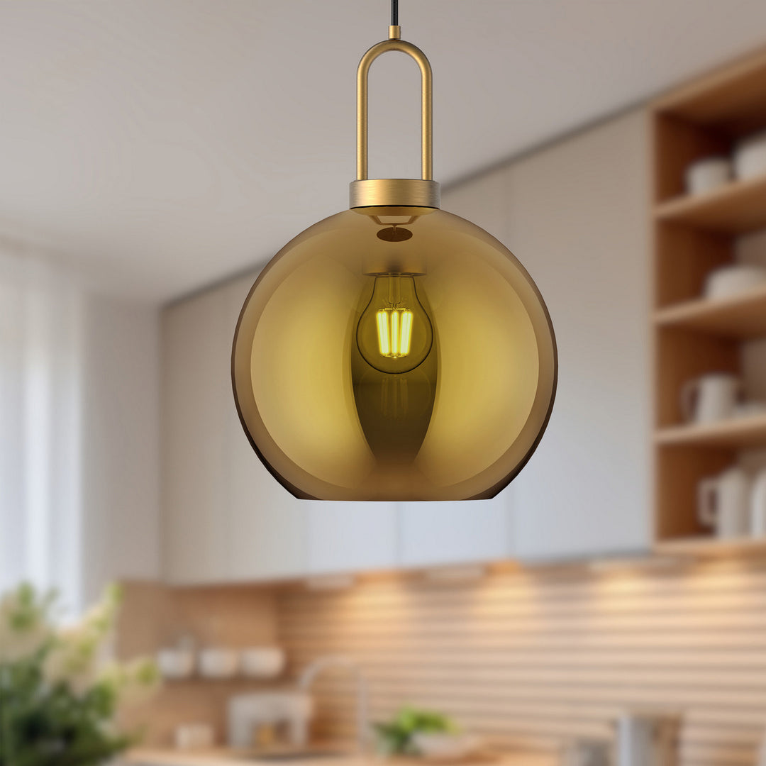 Alora Canada - PD601710AGCP - One Light Pendant - Soji - Aged Gold/Copper Glass