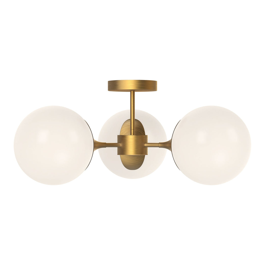 Alora Canada - SF505326AGOP - Three Light Semi-Flush Mount - Nouveau - Aged Gold/Opal Matte Glass