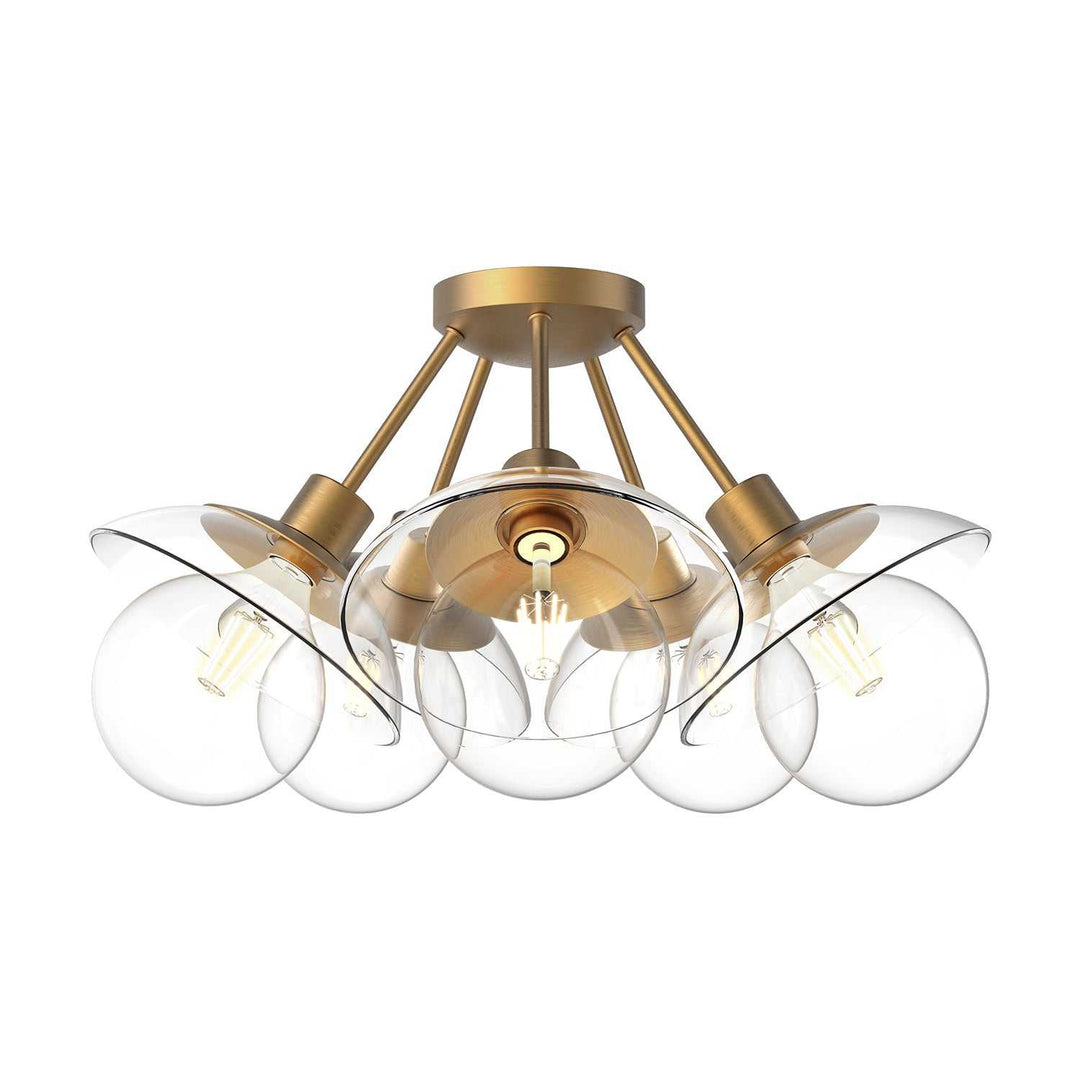 Alora Canada - SF517220AGCL - Five Light Semi-Flush Mount - Francesca - Aged Gold/Clear Glass
