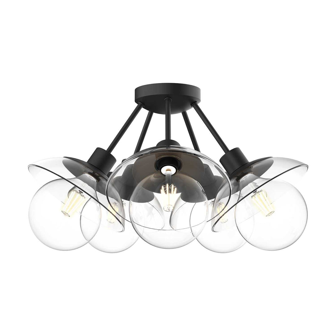 Alora Canada - SF517220MBCL - Five Light Semi-Flush Mount - Francesca - Clear Glass/Matte Black