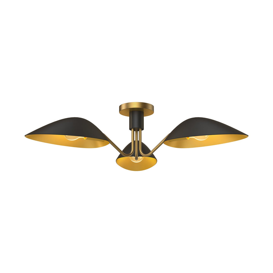 Alora Canada - SF550332MBAG - Three Light Semi-Flush Mount - Oscar - Aged Gold/Matte Black