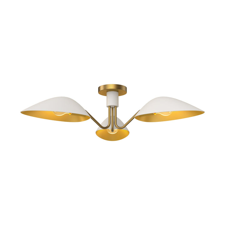 Alora Canada - SF550332WHAG - Three Light Semi-Flush Mount - Oscar - Aged Gold/White