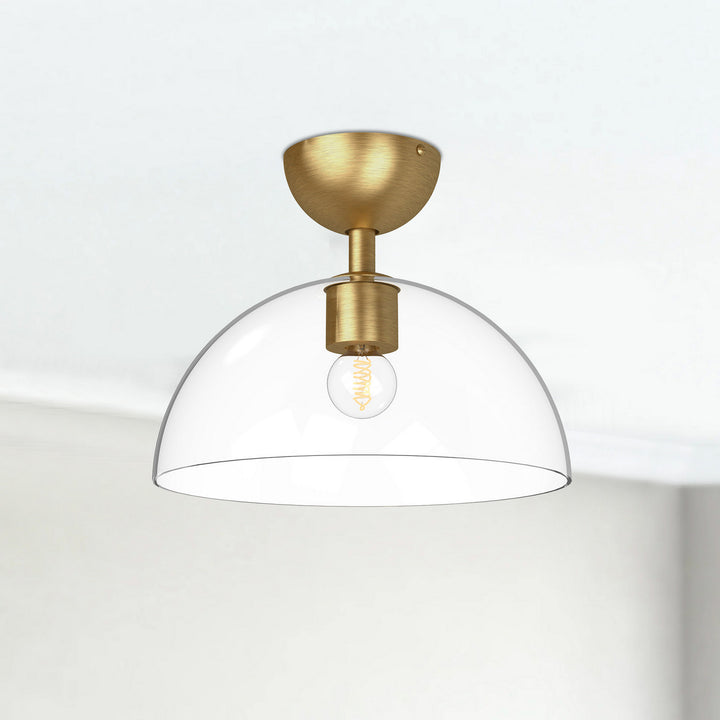 Alora Canada - SF563012BGCL - One Light Semi-Flush Mount - Jude - Brushed Gold/Clear Glass
