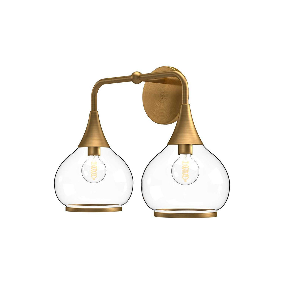 Alora Canada - VL524217AGCL - Two Light Bathroom Fixtures - Hazel - Aged Gold/Clear Glass