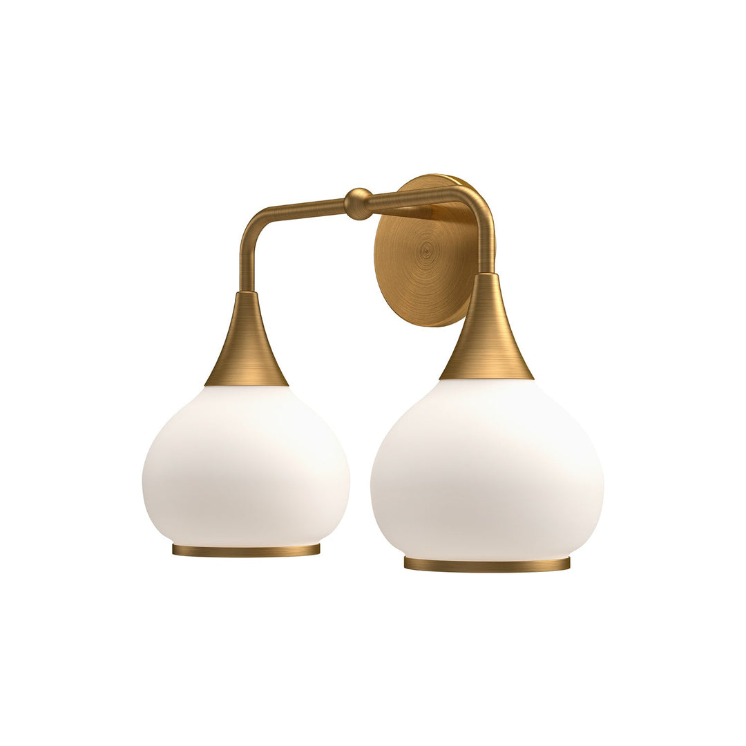 Alora Canada - VL524217AGOP - Two Light Bathroom Fixtures - Hazel - Aged Gold/Opal Matte Glass