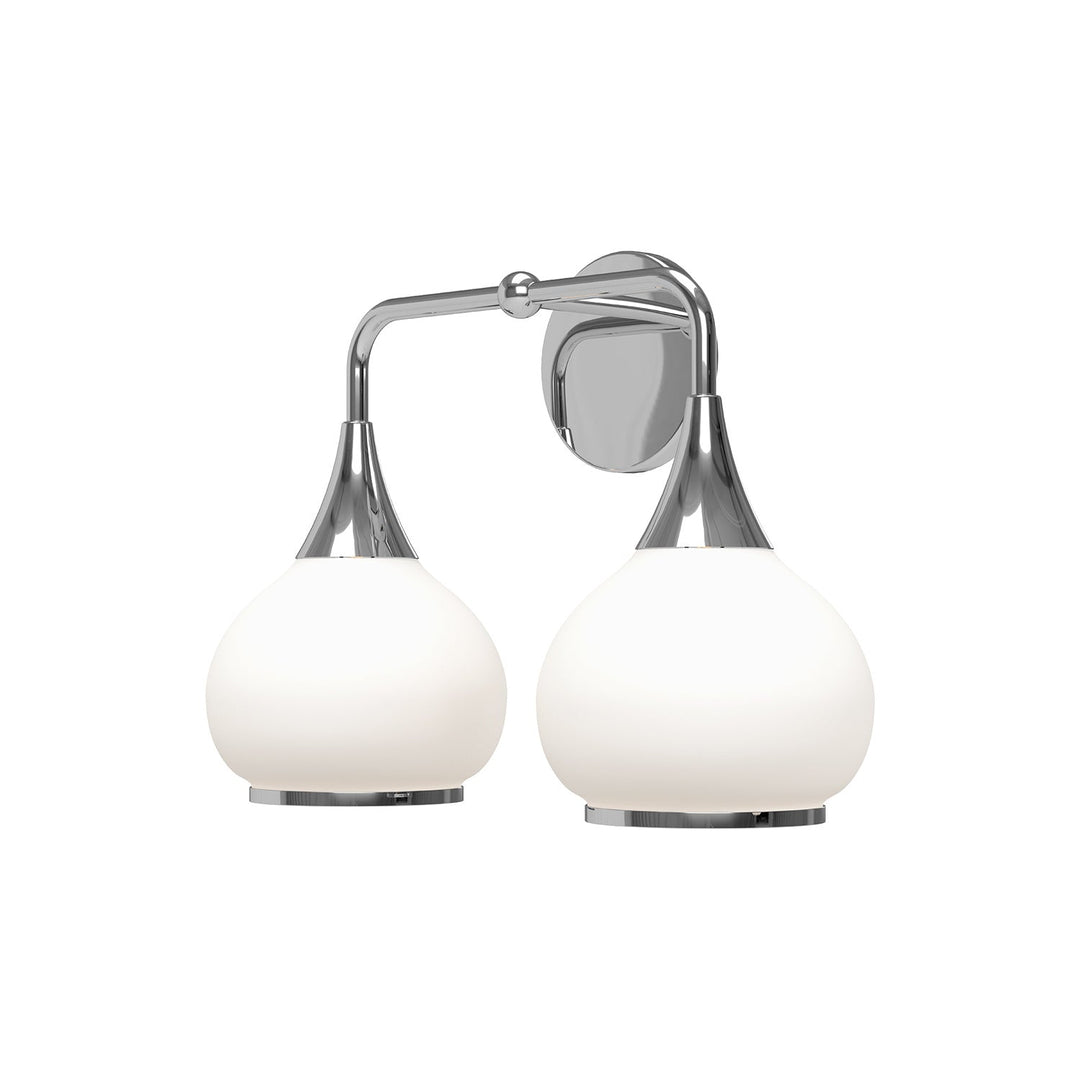 Hazel Two Light Bathroom Fixtures in Chrome/Opal Matte Glass Alora Canada