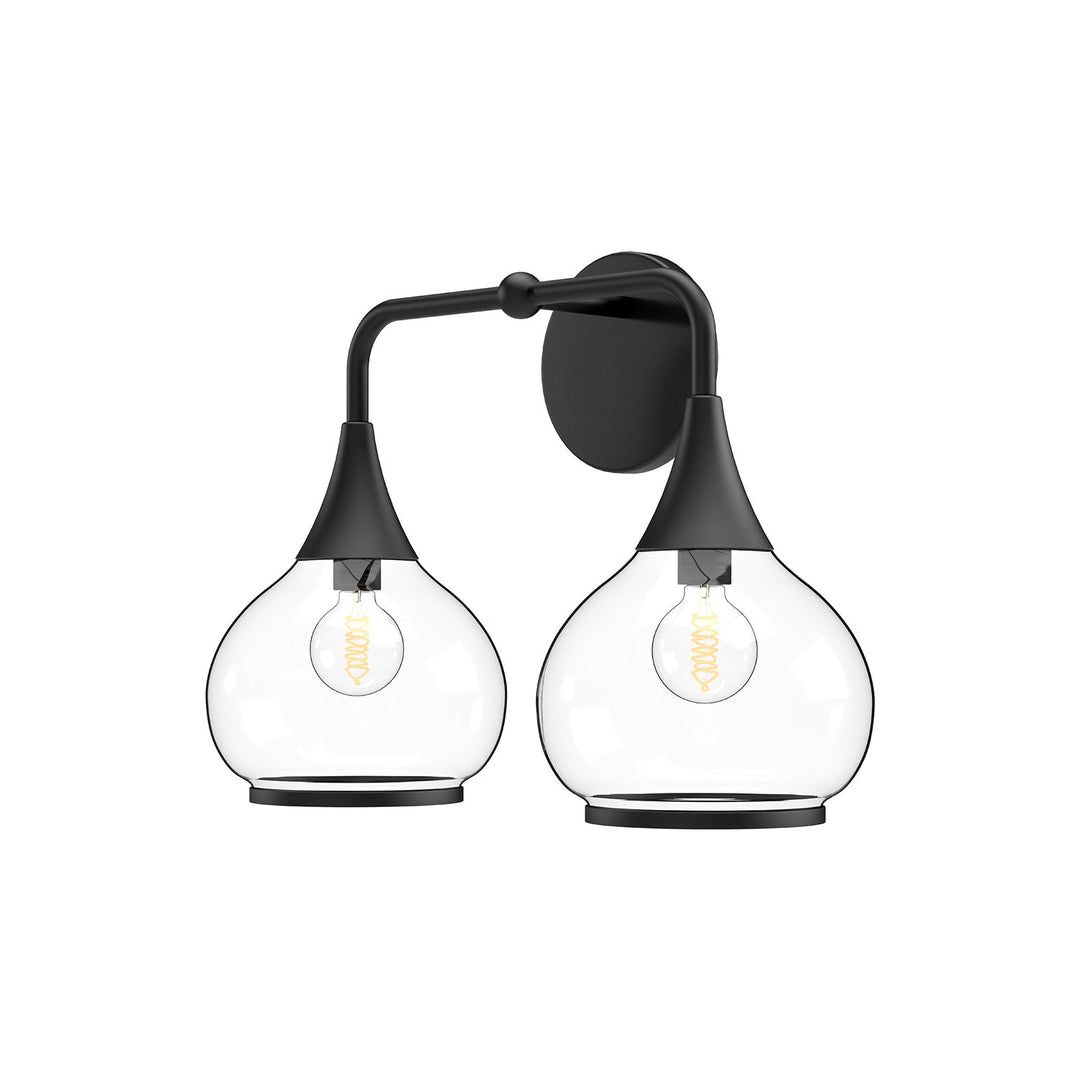 Alora Canada - VL524217MBCL - Two Light Bathroom Fixtures - Hazel - Clear Glass/Matte Black