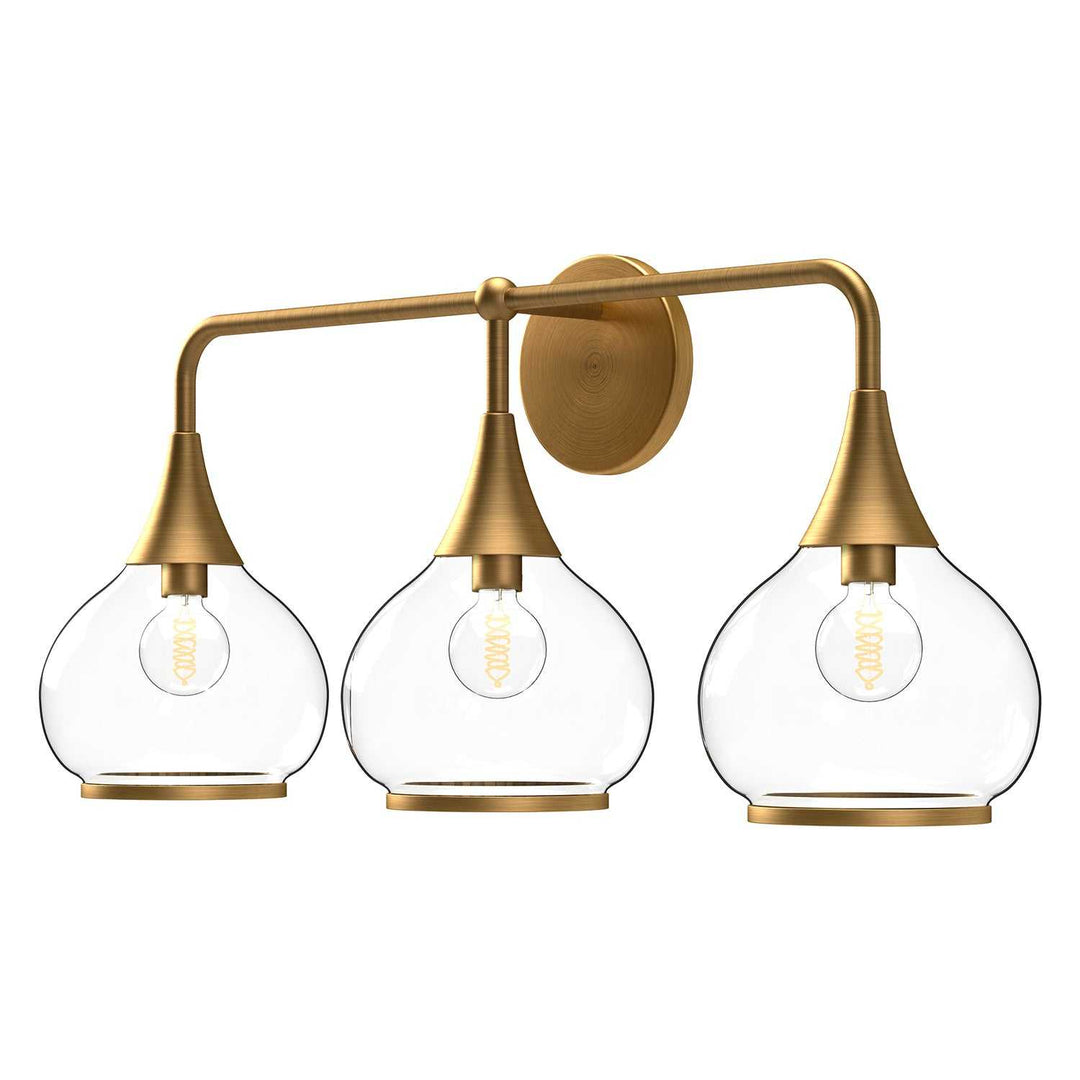 Alora Canada - VL524326AGCL - Three Light Bathroom Fixtures - Hazel - Aged Gold/Clear Glass