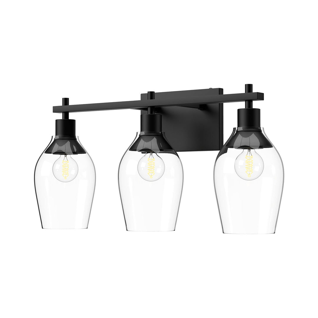 Alora Canada - VL538322MBCL - Three Light Bathroom Fixtures - Kingsley - Clear Glass/Matte Black