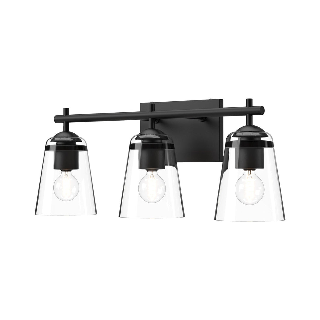 Alora Canada - VL638221MBCL - Three Light Bathroom Fixtures - Addison - Clear Glass/Matte Black