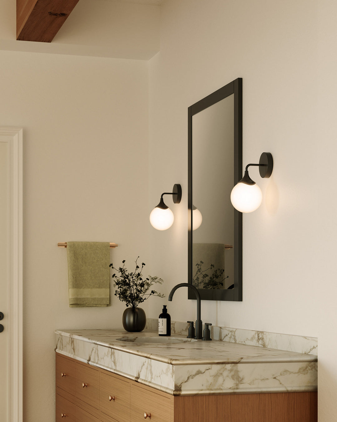 Alora Canada - WV505106MBOP - One Light Vanity - Nouveau - Matte Black/Opal Matte Glass