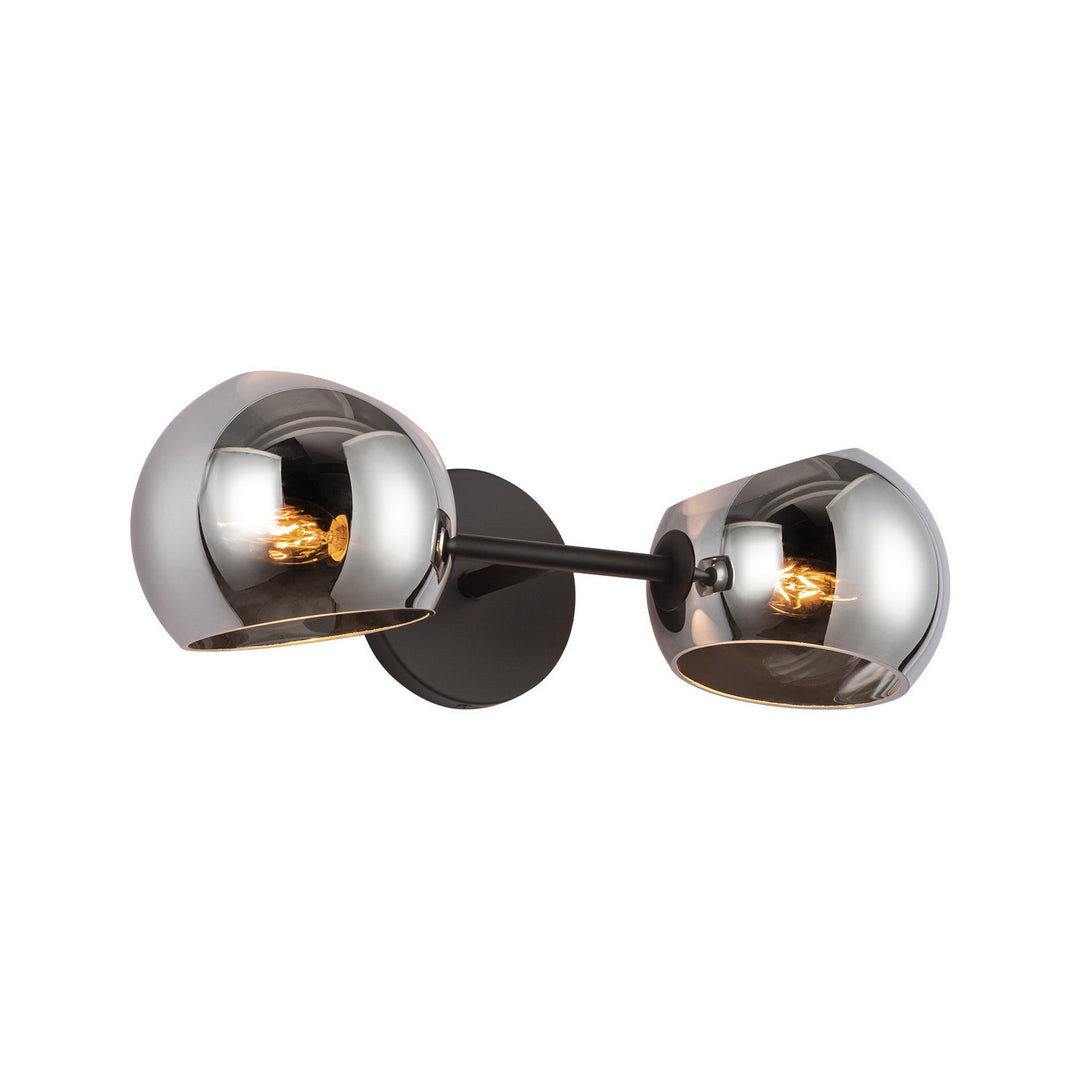 Alora Canada - WV548217MBSM - Two Light Vanity - Willow - Matte Black/Smoked Solid Glass