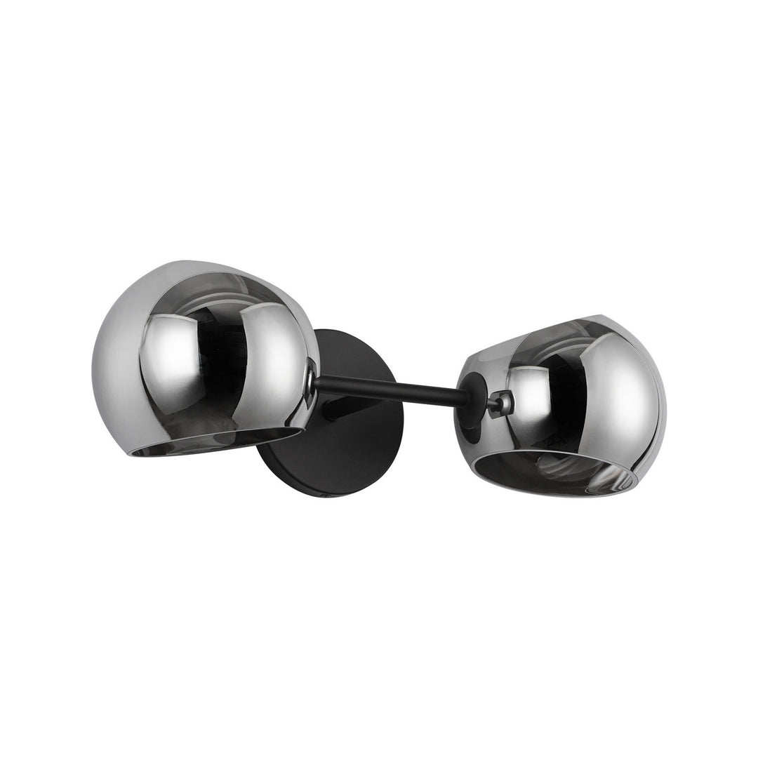 Alora Canada - WV548217MBSM - Two Light Vanity - Willow - Matte Black/Smoked Solid Glass