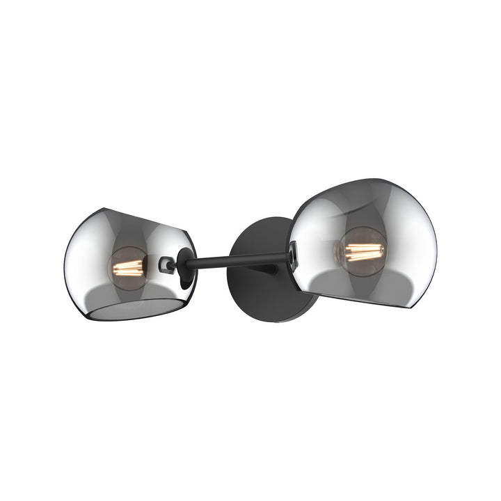 Alora Canada - WV548217MBSM - Two Light Vanity - Willow - Matte Black/Smoked Solid Glass