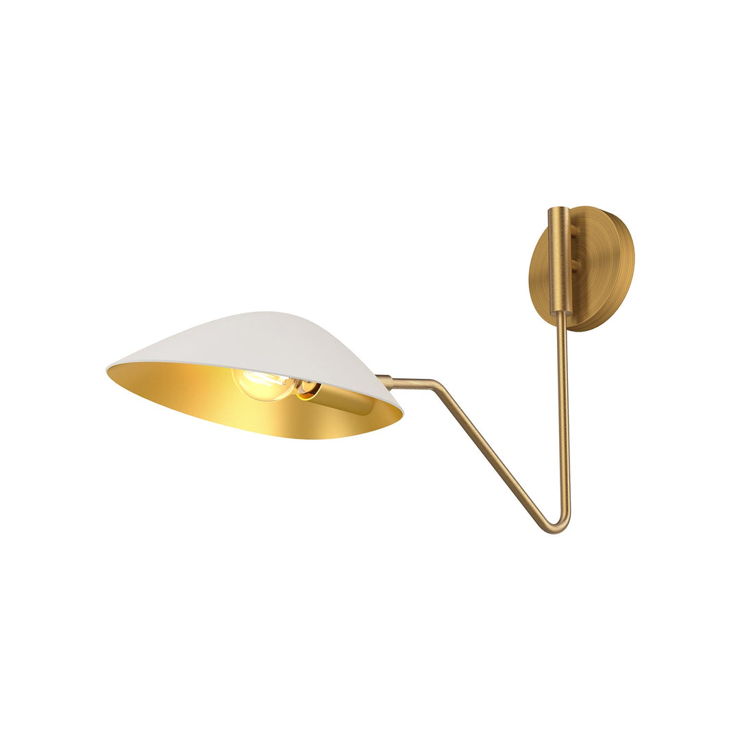 Oscar One Light Vanity in Aged Gold/White Alora Canada