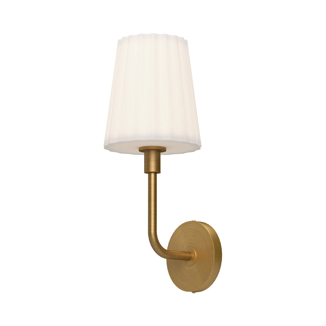 Plisse One Light Vanity in Aged Gold/Opal Matte Glass Alora Canada