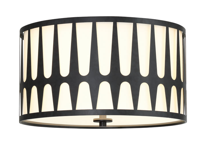Royston Three Light Flush Mount in Black - available from The Lighting Shoppe, trusted by Canadian homeowners
