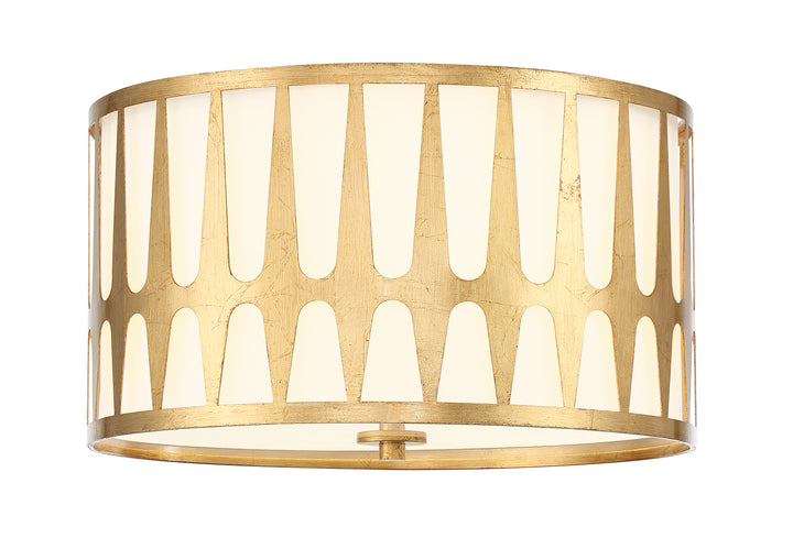 Royston Three Light Flush Mount in Antique Gold - available from The Lighting Shoppe, trusted by Canadian homeowners