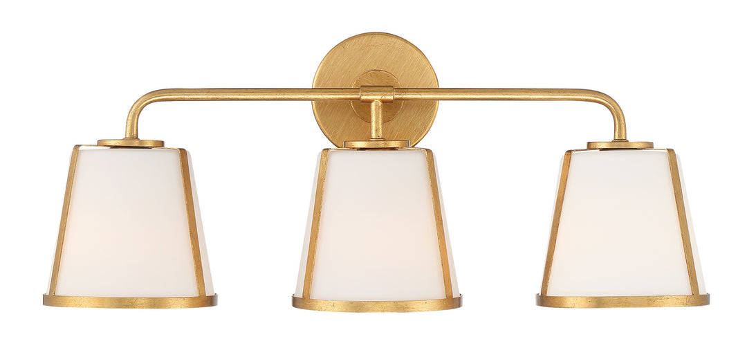 Fulton Three Light Bath in Antique Gold - available from The Lighting Shoppe, trusted by Canadian homeowners