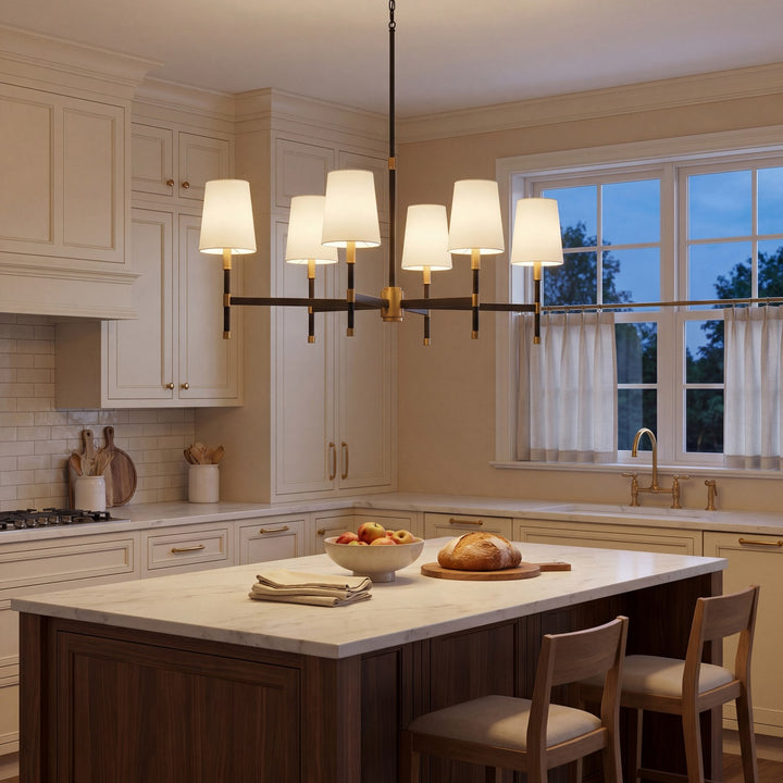 Savoy House - 1-1631-6-143 - Six Light Linear Chandelier - Brody - Matte Black with Warm Brass Accents