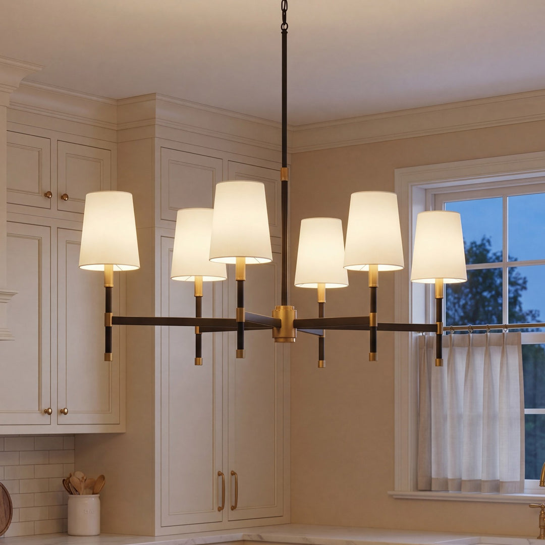 Savoy House - 1-1631-6-143 - Six Light Linear Chandelier - Brody - Matte Black with Warm Brass Accents