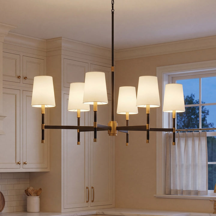 Savoy House - 1-1631-6-143 - Six Light Linear Chandelier - Brody - Matte Black with Warm Brass Accents