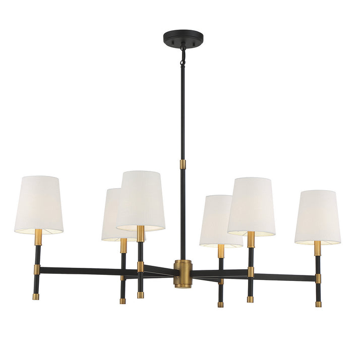 Savoy House - 1-1631-6-143 - Six Light Linear Chandelier - Brody - Matte Black w/Warm Brass