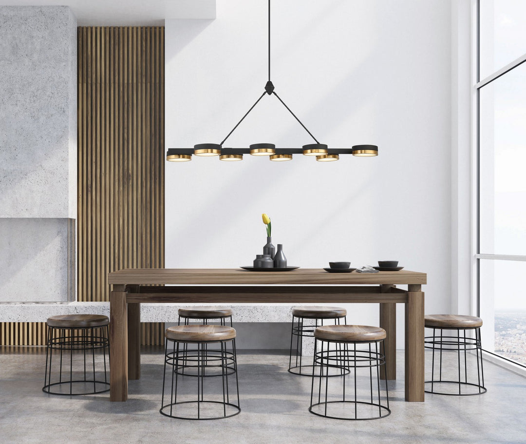 Savoy House - 1-1636-8-143 - LED Linear Chandelier - Ashor - Matte Black with Warm Brass Accents