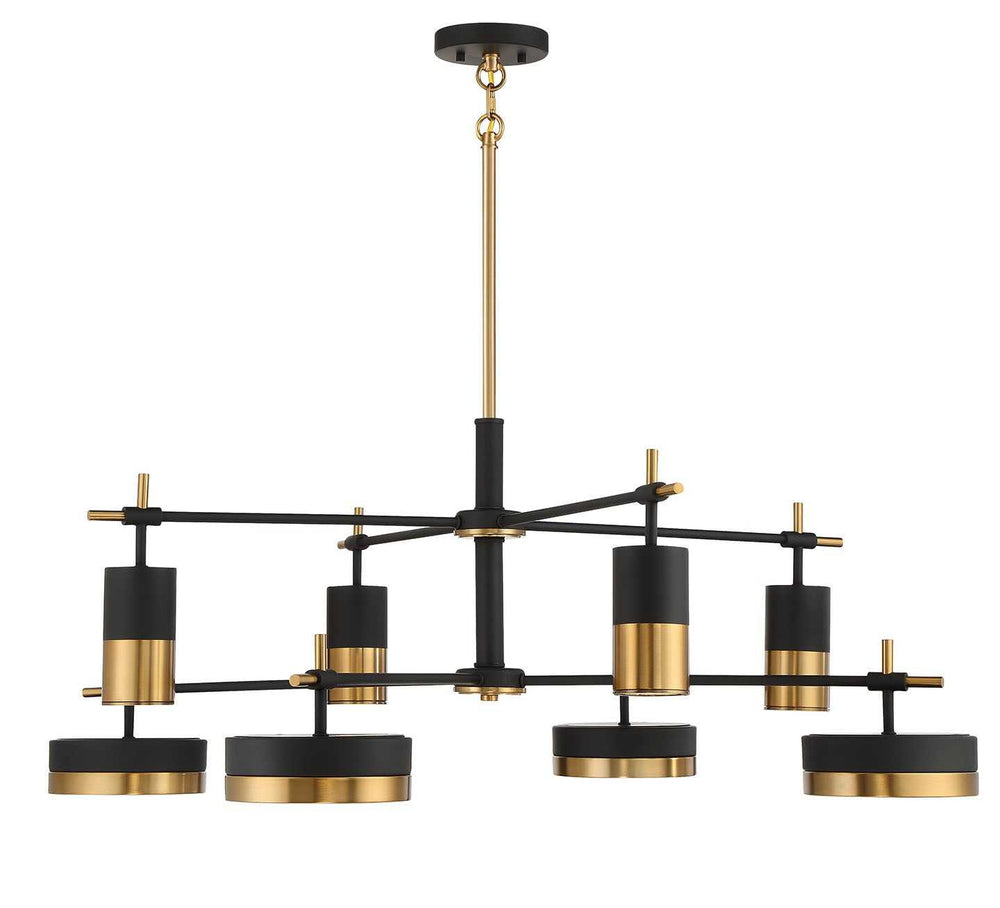 Ashor LED Chandelier in Matte Black with Warm Brass Accents Savoy House