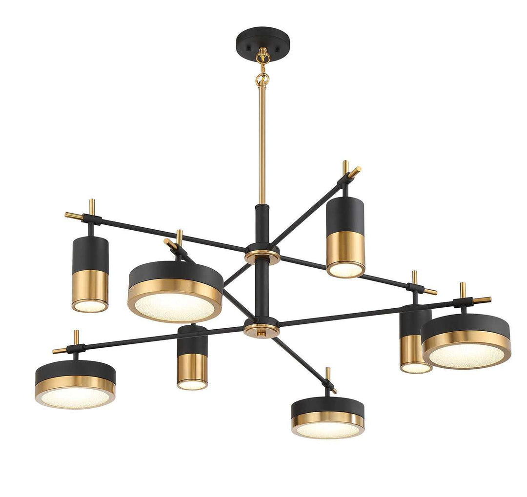 Ashor LED Chandelier in Matte Black with Warm Brass Accents Savoy House