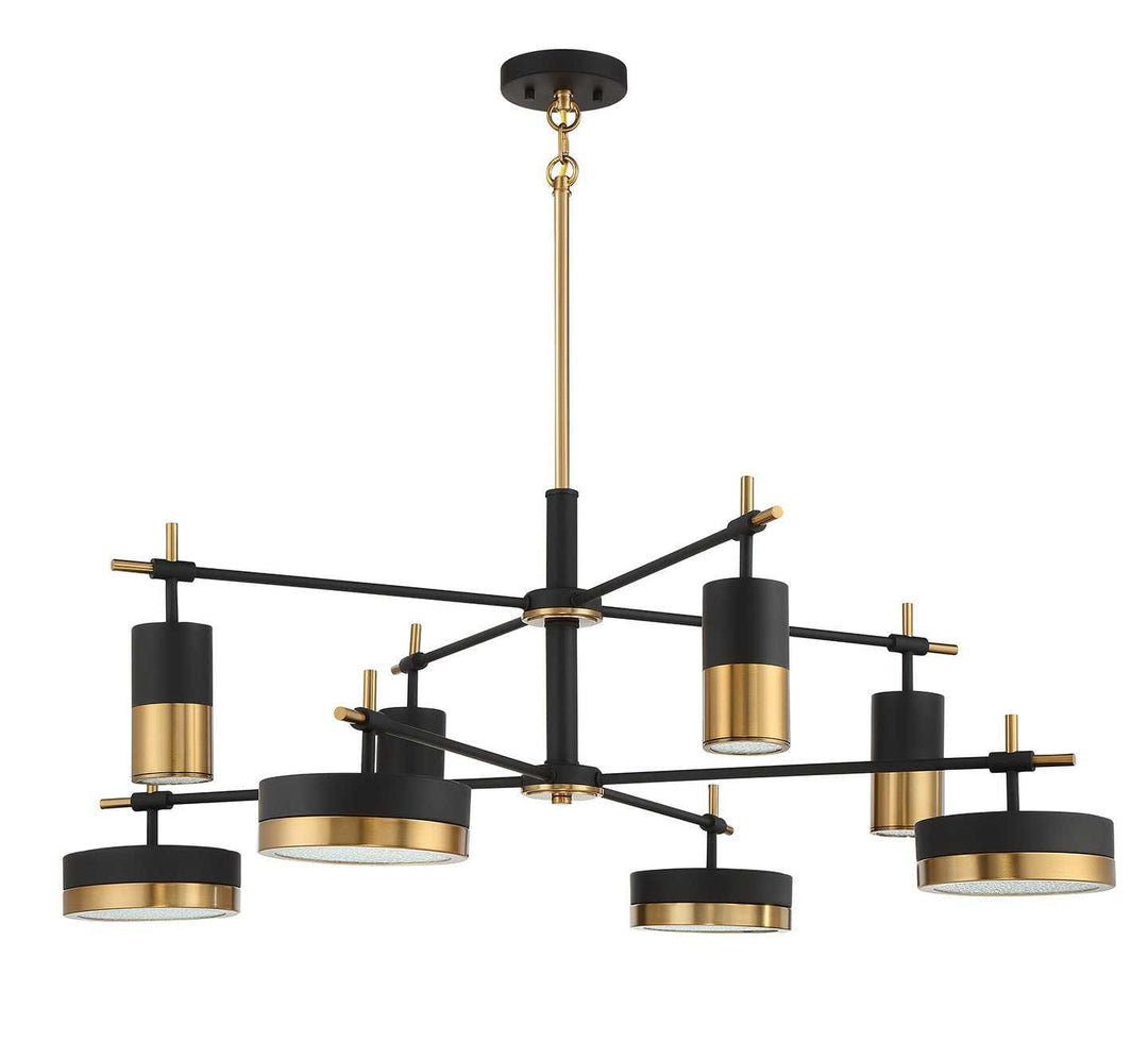 Ashor LED Chandelier in Matte Black with Warm Brass Accents Savoy House