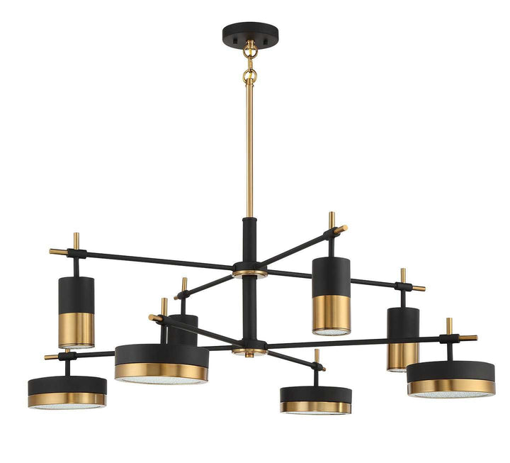 Ashor LED Chandelier in Matte Black with Warm Brass Accents Savoy House