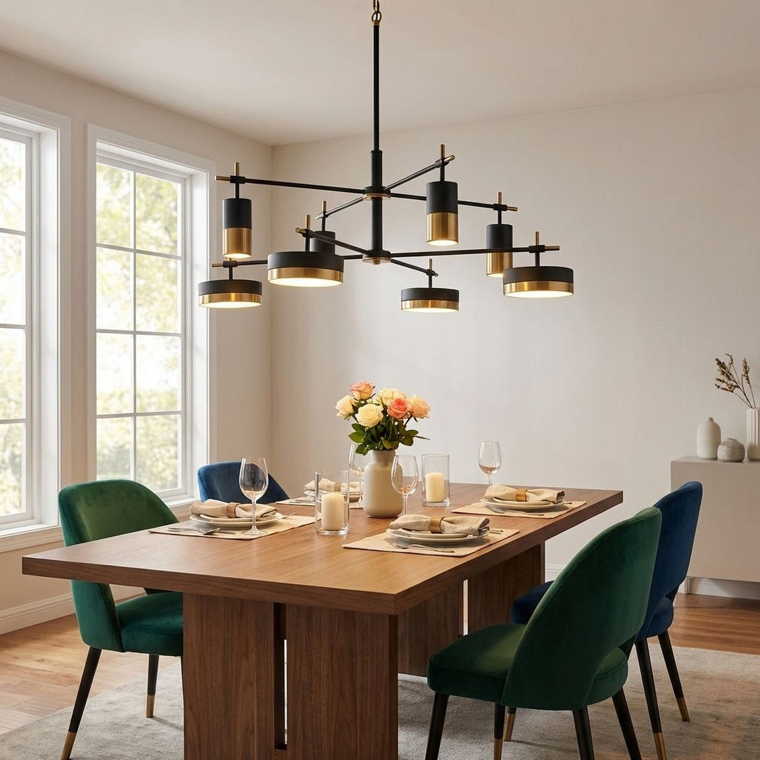 Savoy House - 1-1637-8-143 - LED Chandelier - Ashor - Matte Black with Warm Brass Accents