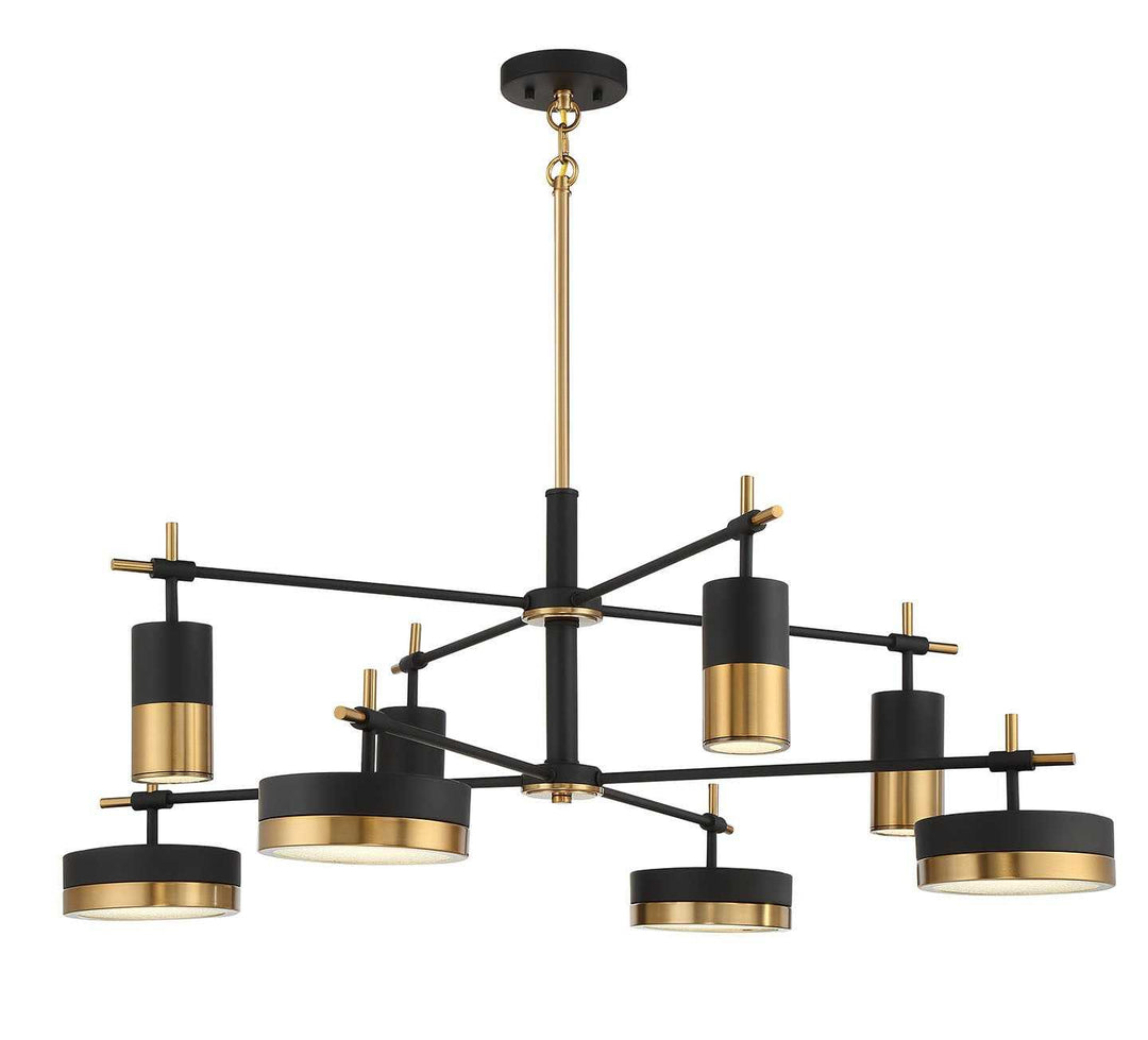 Ashor LED Chandelier in Matte Black with Warm Brass Accents Savoy House