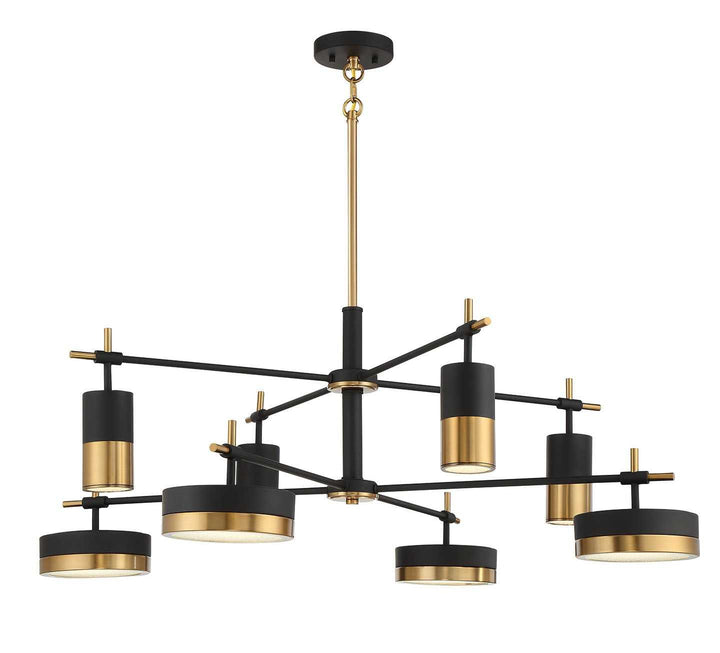 Ashor LED Chandelier in Matte Black with Warm Brass Accents Savoy House