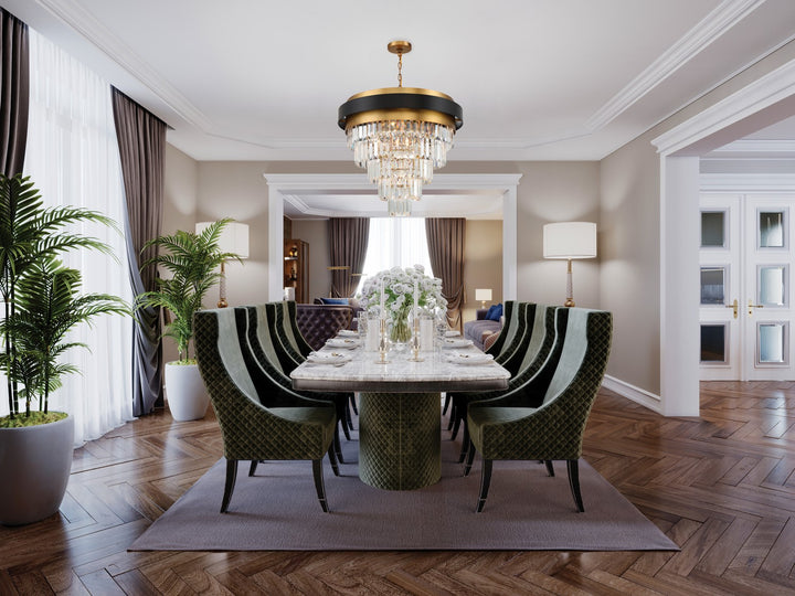 Savoy House - 1-1668-9-143 - Nine Light Chandelier - Marquise - Matte Black with Warm Brass Accents