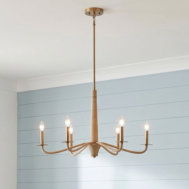 Savoy House - 1-1824-6-320 - Six Light Chandelier - Cannon - Warm Brass and Rope