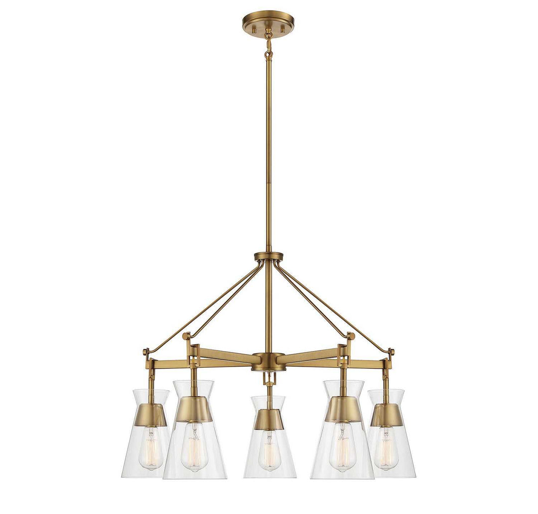 Lakewood Five Light Chandelier in Warm Brass Savoy House