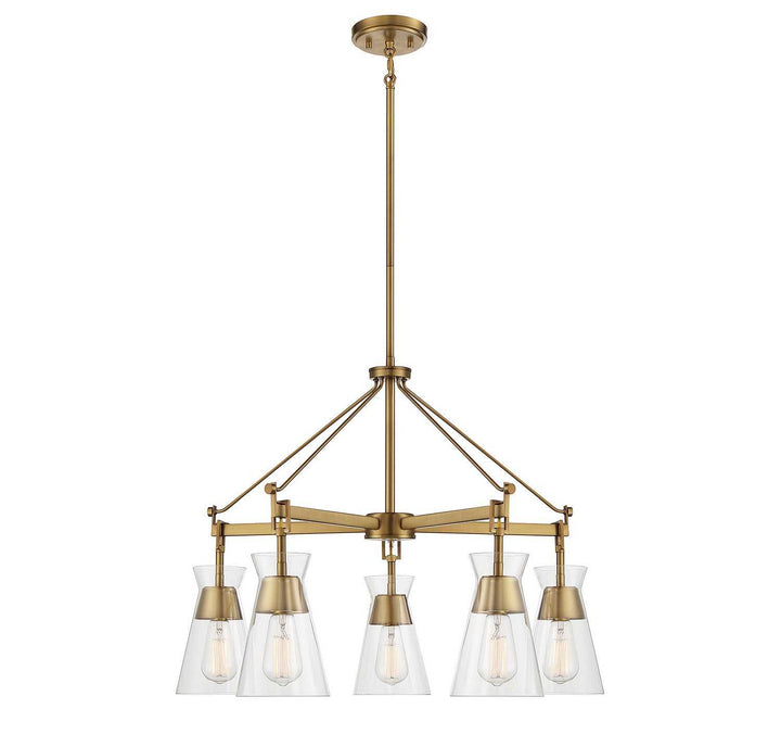 Lakewood Five Light Chandelier in Warm Brass Savoy House