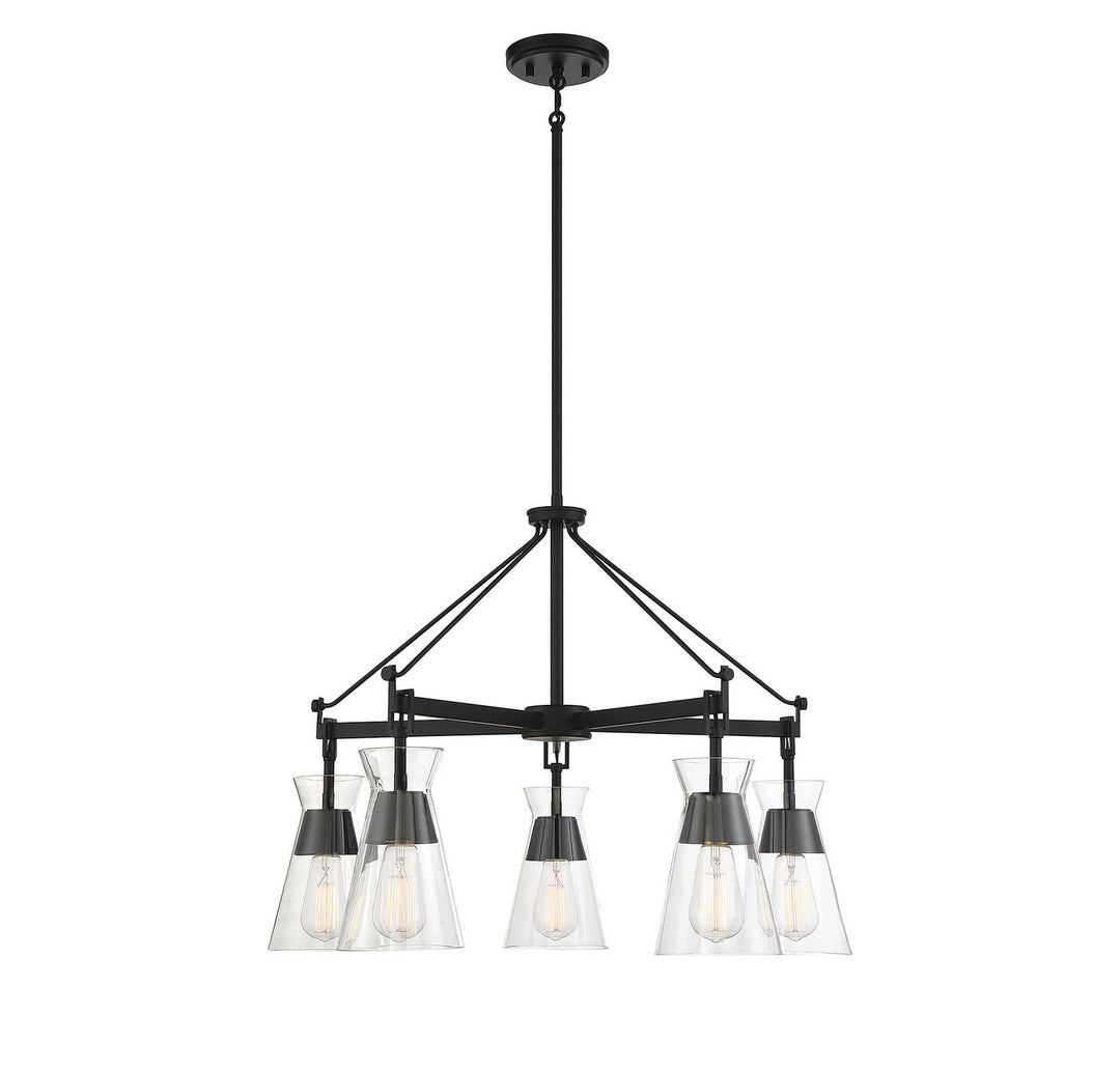 Lakewood Five Light Chandelier in Matte Black Savoy House