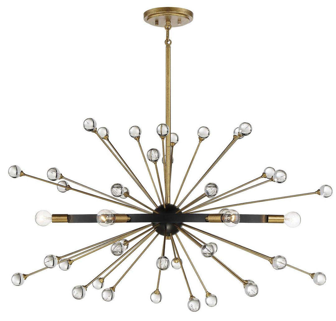 Ariel Six Light Chandelier in Como Black with Gold Savoy House