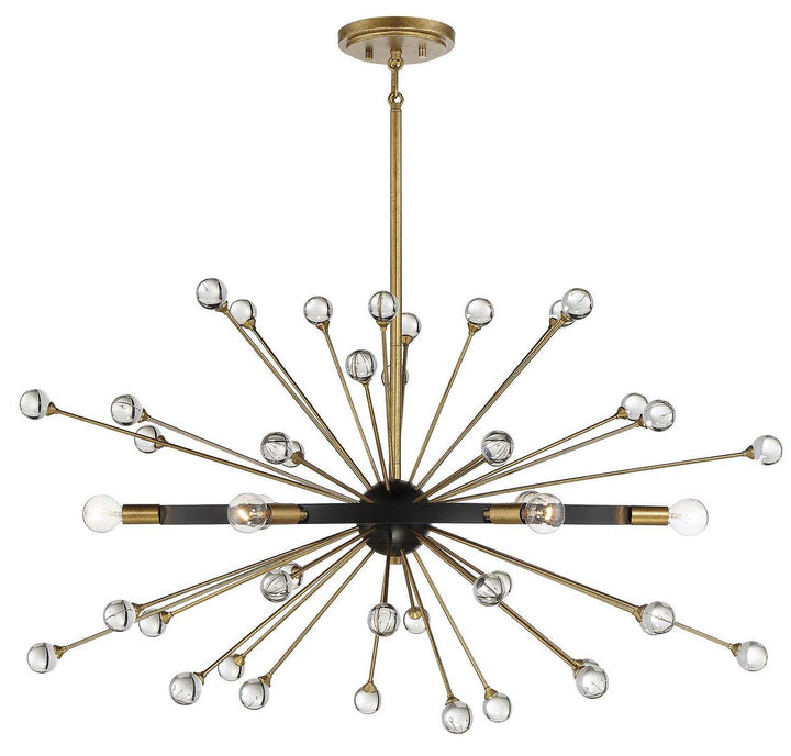 Ariel Six Light Chandelier in Como Black with Gold Savoy House